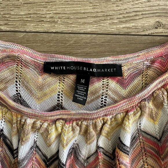 WHBM - Off the shoulder Chevron short sleeve sweater - Size M - Picture 3 of 4